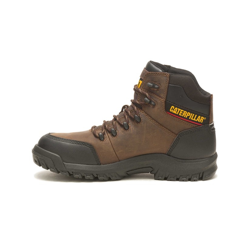 Brown CatFootweat Resorption Waterproof Composite Toe Men's Work Boots | ZX4628091