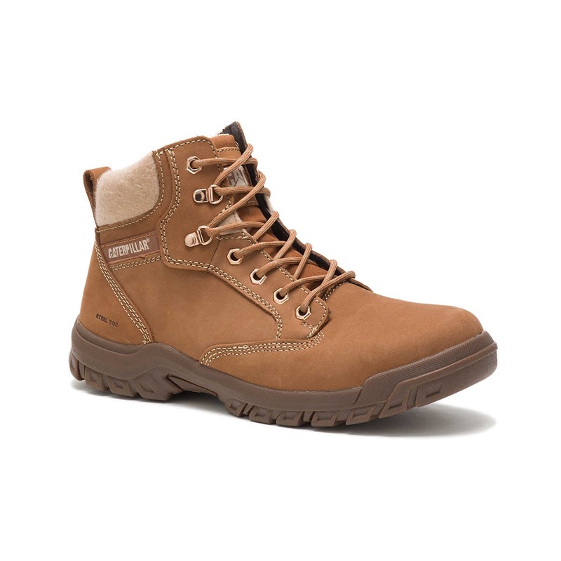 Brown CatFootweat Tess Steel Toe Women's Boots | XV2745108