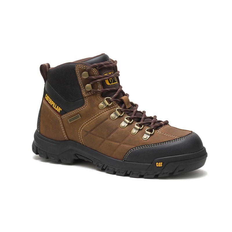 Brown CatFootweat Threshold Waterproof Men's Work Boots | CF5604973