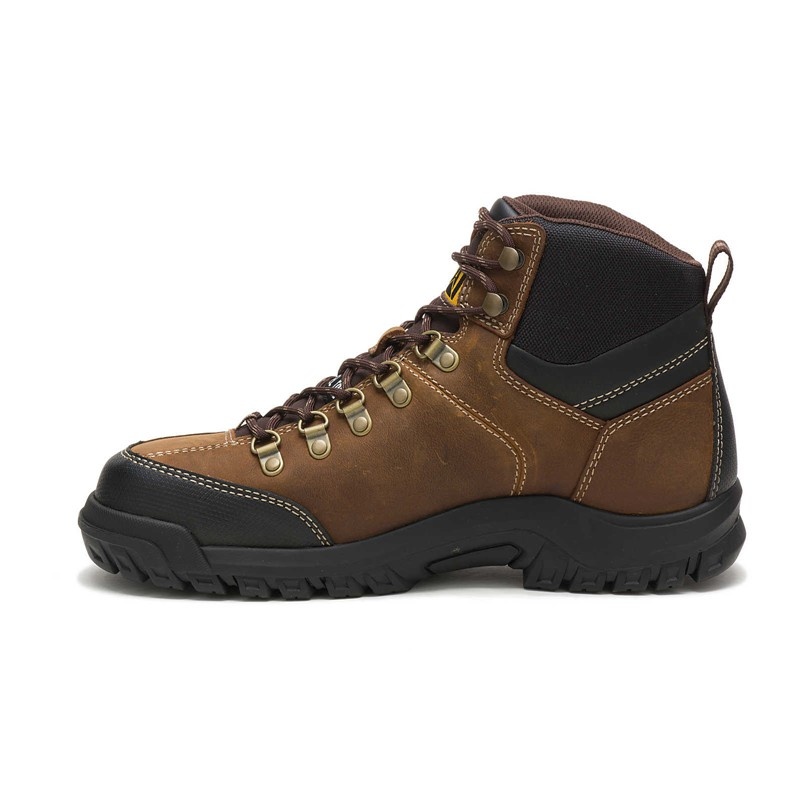 Brown CatFootweat Threshold Waterproof Steel Toe Men's Work Boots | WX1754902