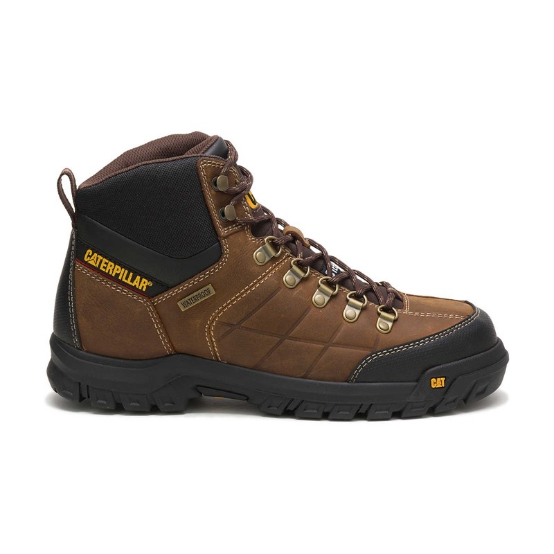 Brown CatFootweat Threshold Waterproof Steel Toe Men\'s Work Boots | WX1754902