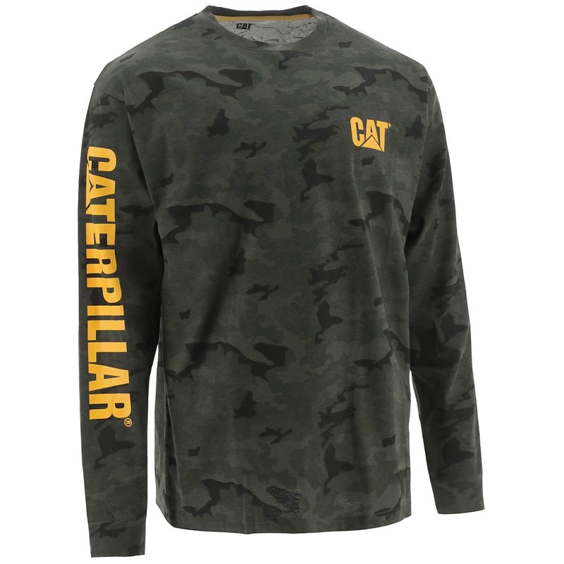 Camo CatFootweat Trademark Banner Long Sleeve Tee Men\'s Clothing | BO4905382