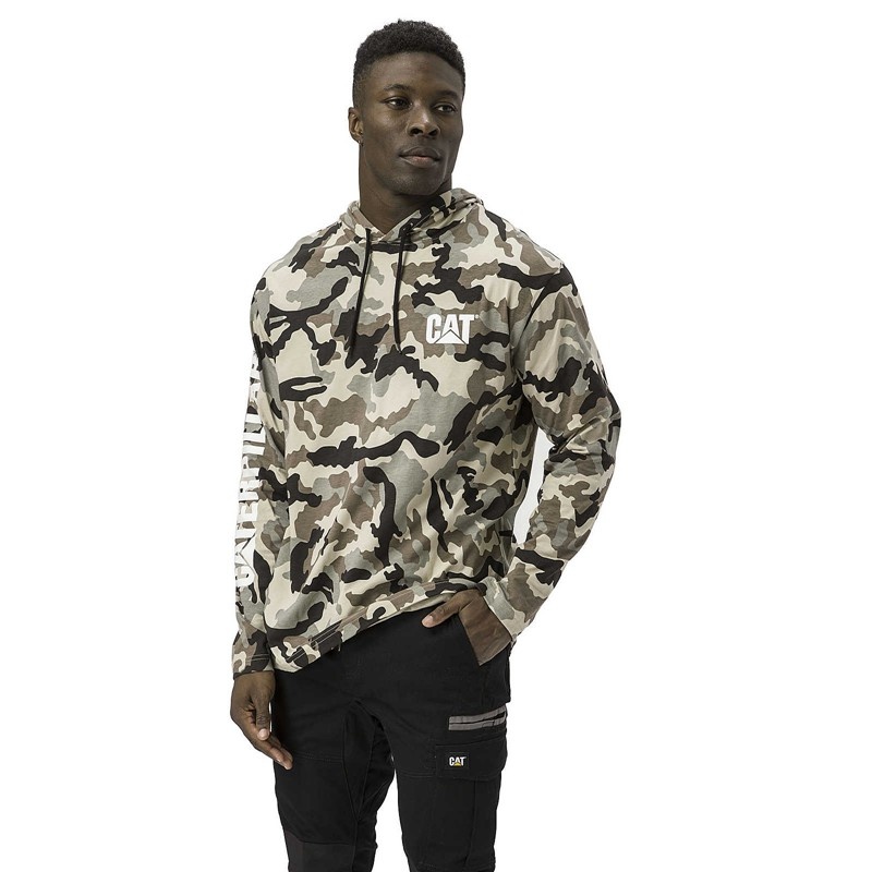 Camo CatFootweat Upf Hooded Banner Long Sleeve Tee Men's Clothing | KQ4829160