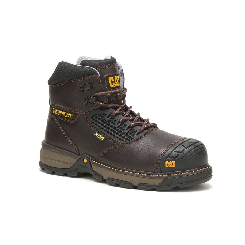 Dark Brown CatFootweat Excavator Superlite Cool Carbon Composite Toe Men's Work Boots | FQ1736942