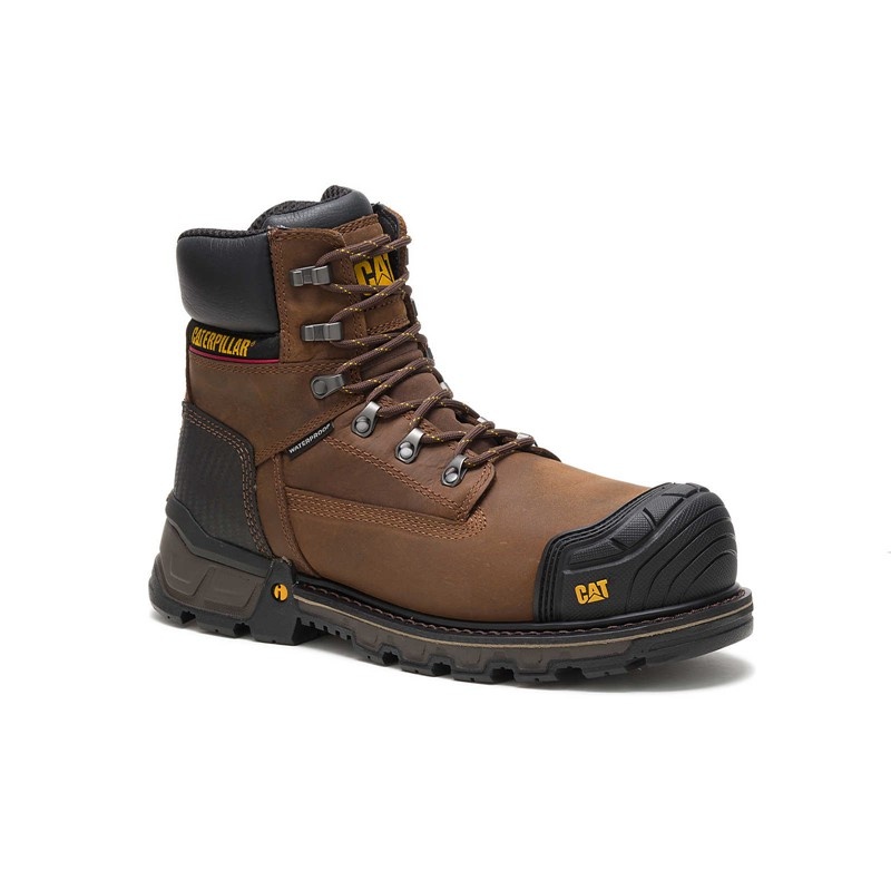 Dark Brown CatFootweat Safety Men's Work Boots | UD3405612