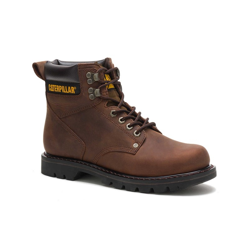 Dark Brown CatFootweat Second Shift Men's Work Boots | XG6495137