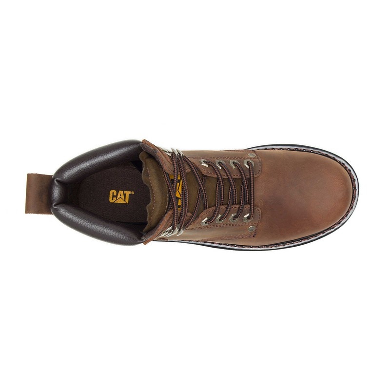 Dark Brown CatFootweat Second Shift Men's Work Boots | XG6495137