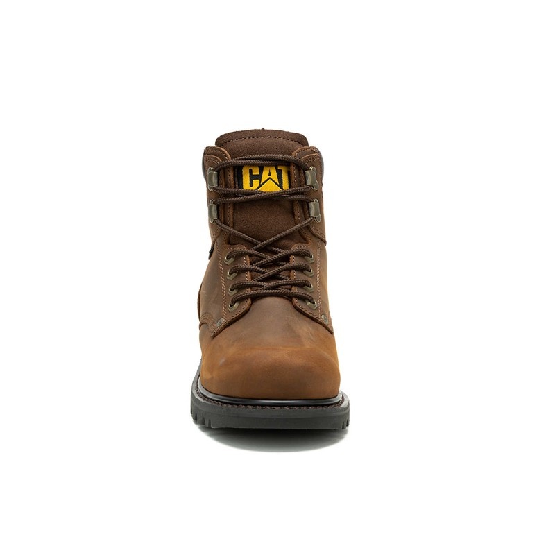 Dark Brown CatFootweat Second Shift Waterproof Men's Work Boots | TD0238165