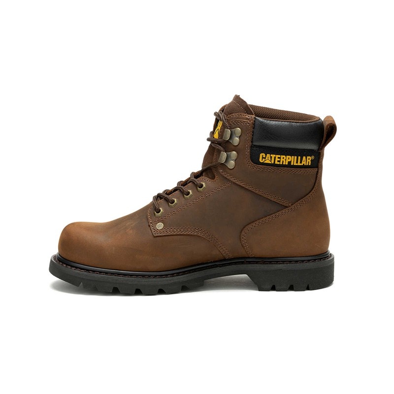 Dark Brown CatFootweat Second Shift Waterproof Men's Work Boots | TD0238165