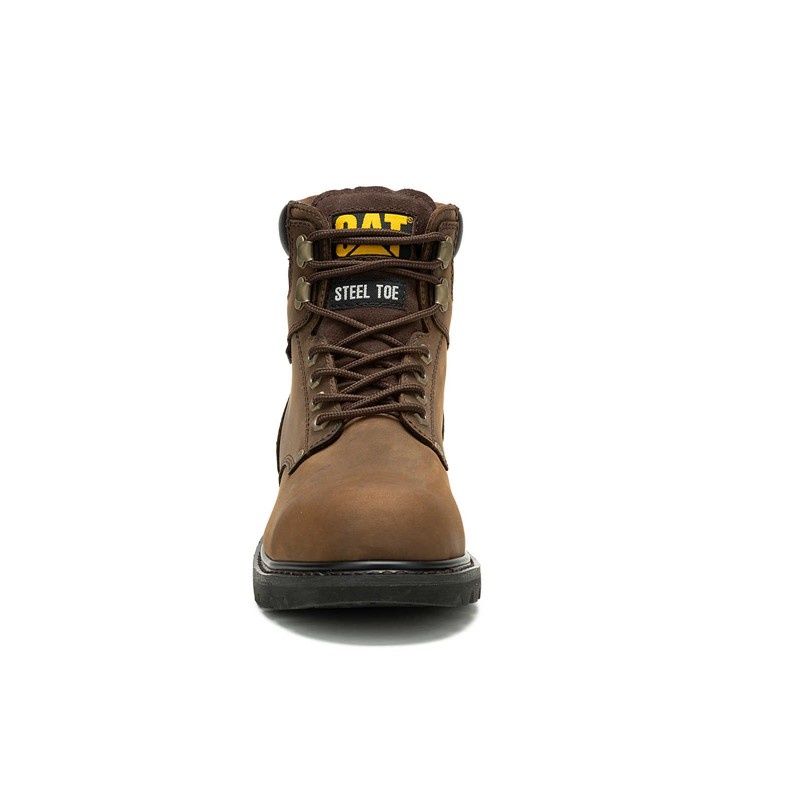 Dark Brown CatFootweat Second Shift Waterproof Steel Toe Men's Work Boots | UT9675382