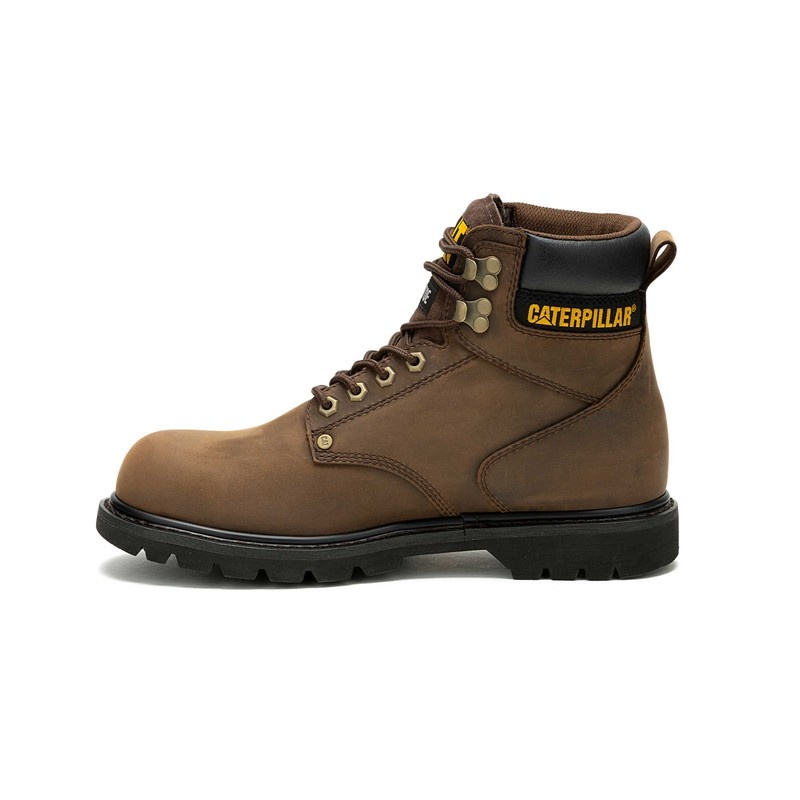 Dark Brown CatFootweat Second Shift Waterproof Steel Toe Men's Work Boots | UT9675382