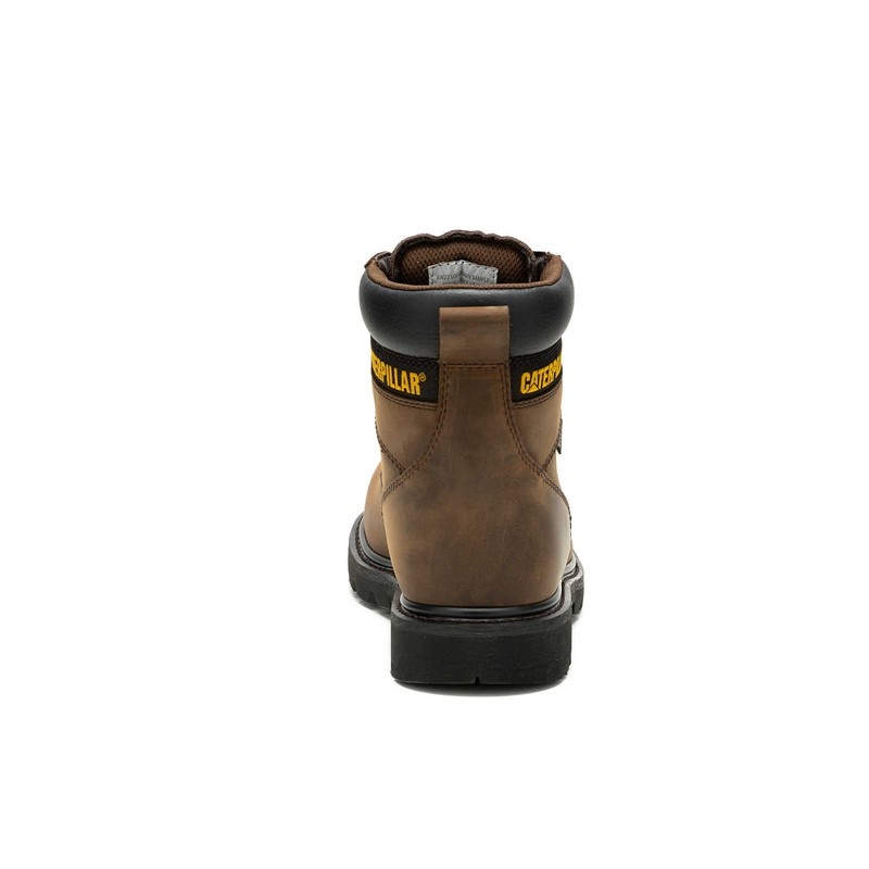 Dark Brown CatFootweat Second Shift Waterproof Steel Toe Men's Work Boots | UT9675382