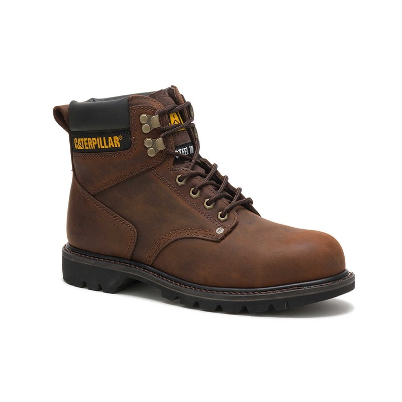 Dark Brown CatFootweat Steel Toe Men's Work Boots | BA3567981