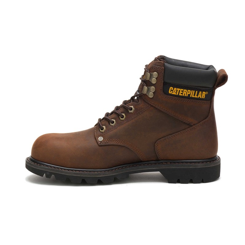 Dark Brown CatFootweat Steel Toe Men's Work Boots | BA3567981