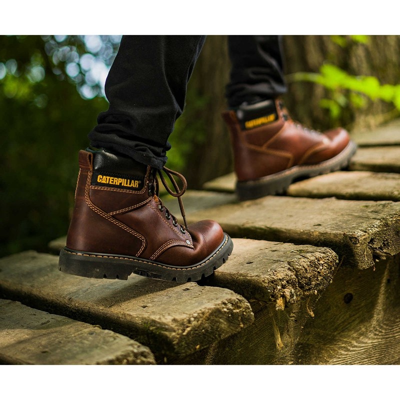 Dark Brown CatFootweat Steel Toe Men's Work Boots | BA3567981