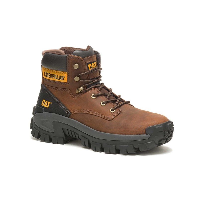 Dark Brown CatFootweat Steel Toe Men's Work Boots | QS7621849