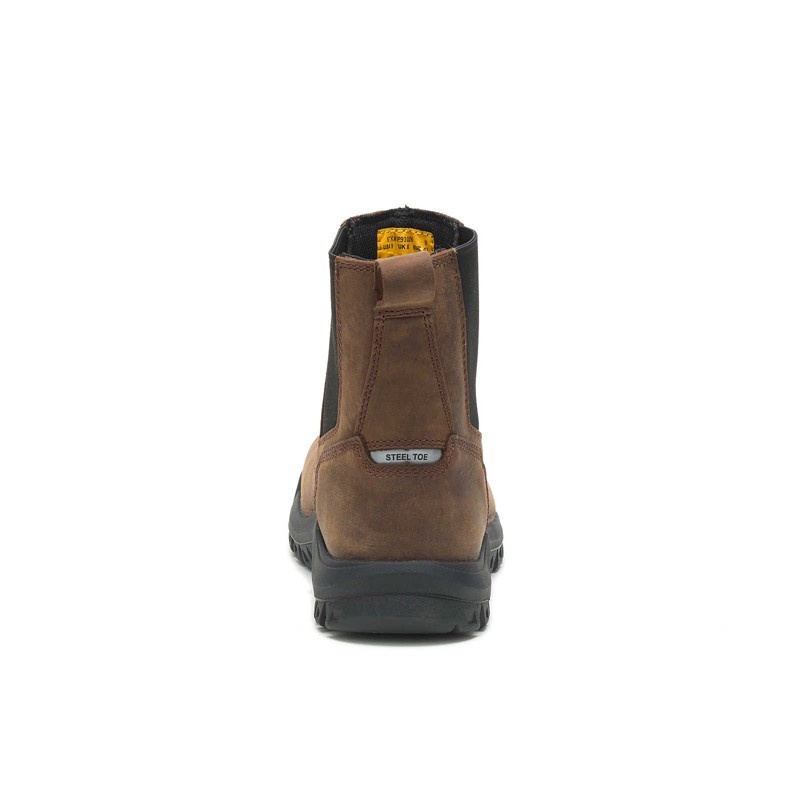 Dark Brown CatFootweat Wheelbase Steel Toe Men's Work Boots | ZU6407812