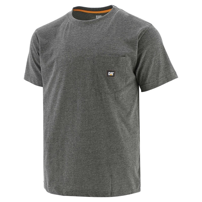 Dark Grey CatFootweat Industry Leader Short Sleeve Pocket Tee Men\'s Clothing | WI5043789