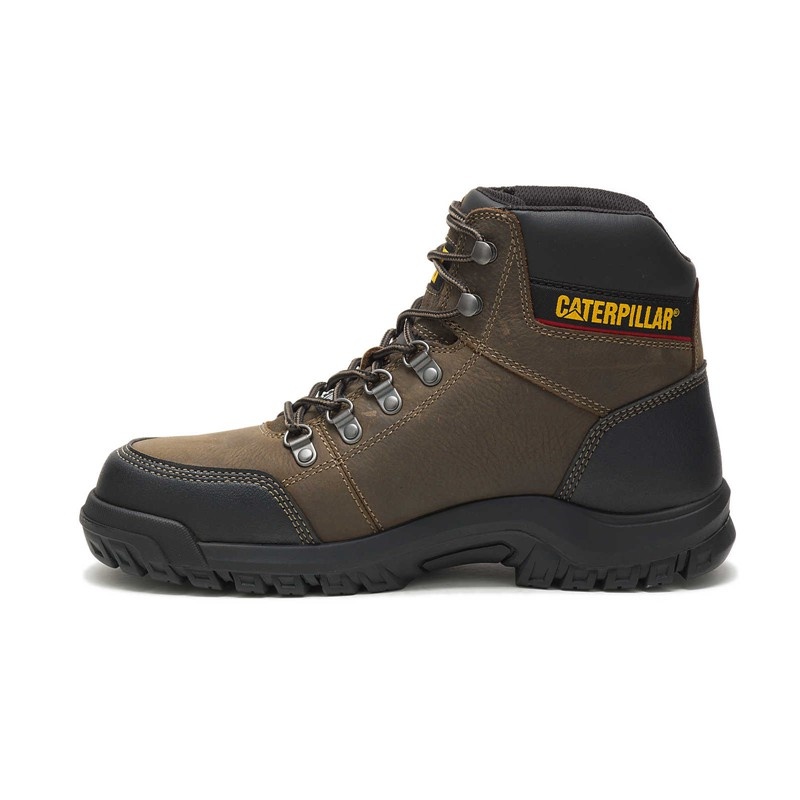 Dark Grey CatFootweat Outline Steel Toe Men's Work Boots | TZ1264879