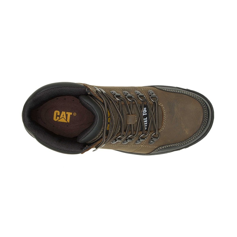 Dark Grey CatFootweat Outline Steel Toe Men's Work Boots | TZ1264879