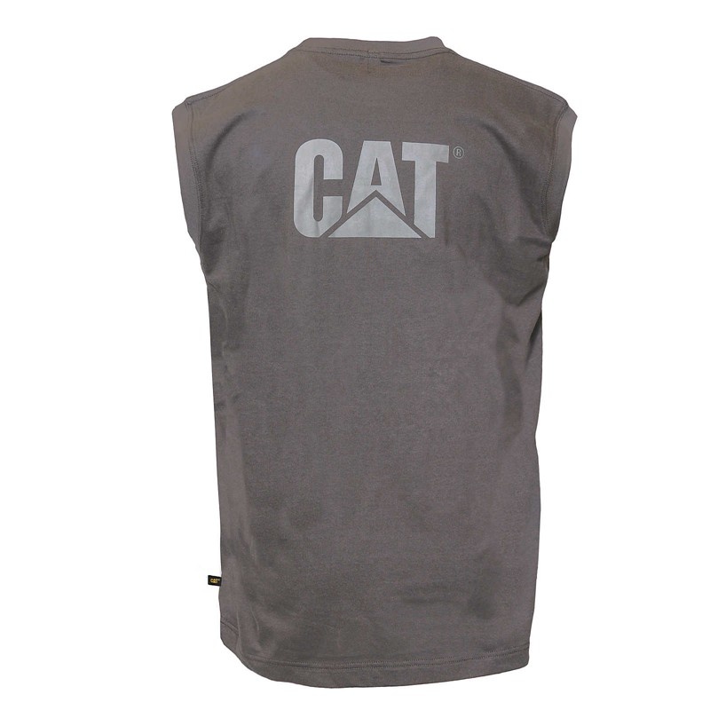 Dark Grey CatFootweat Trademark Sleeveless Pocket Tee Men's Clothing | BS7015986