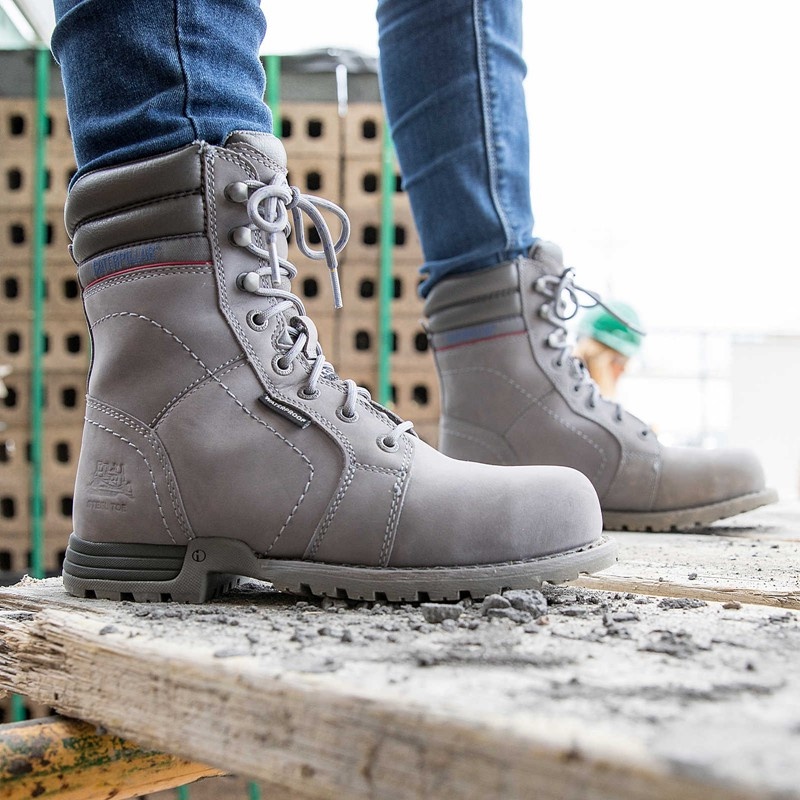 Grey CatFootweat Echo Waterproof Steel Toe Women's Boots | IT7385641