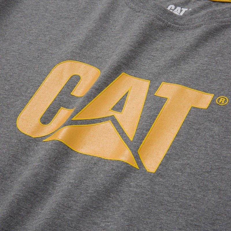 Grey CatFootweat Trademark Logo Tee Men's Clothing | XM4236817