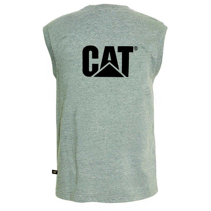 Grey CatFootweat Trademark Sleeveless Pocket Tee Men's Clothing | SP3401598