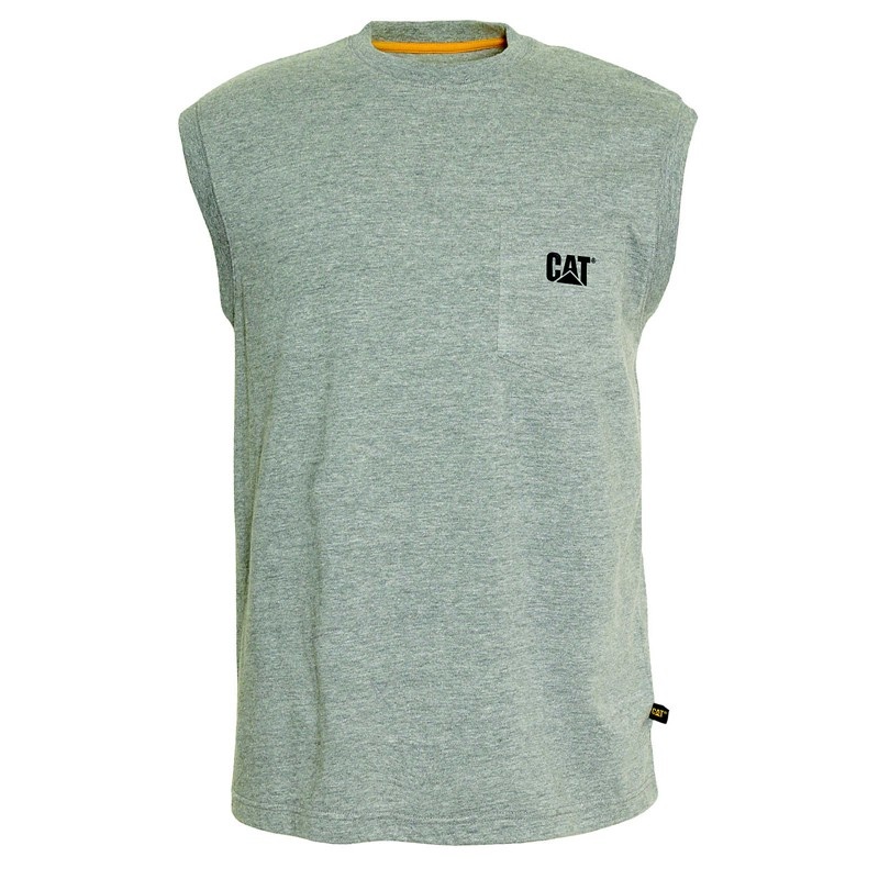 Grey CatFootweat Trademark Sleeveless Pocket Tee Men\'s Clothing | SP3401598