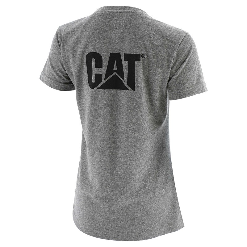 Grey CatFootweat Trademark Tee Women's Workwear | CV7320154