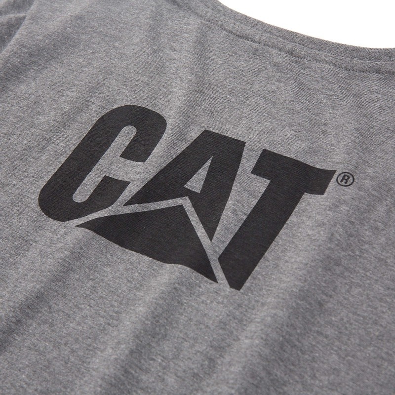 Grey CatFootweat Trademark Tee Women's Workwear | CV7320154