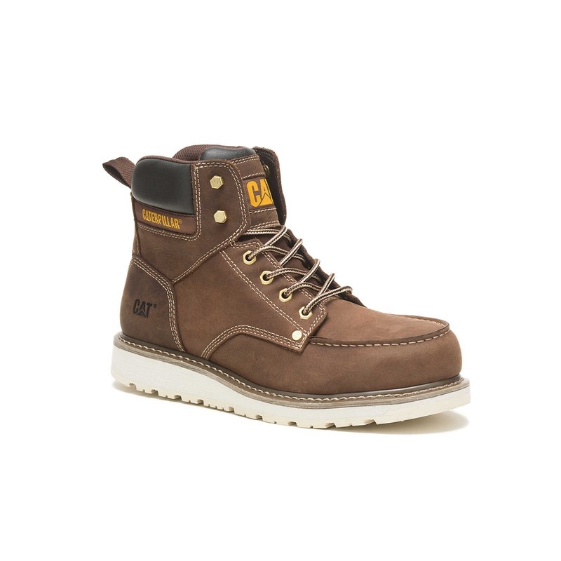 Khaki CatFootweat Calibrate Steel Toe Men's Work Boots | TS0129386