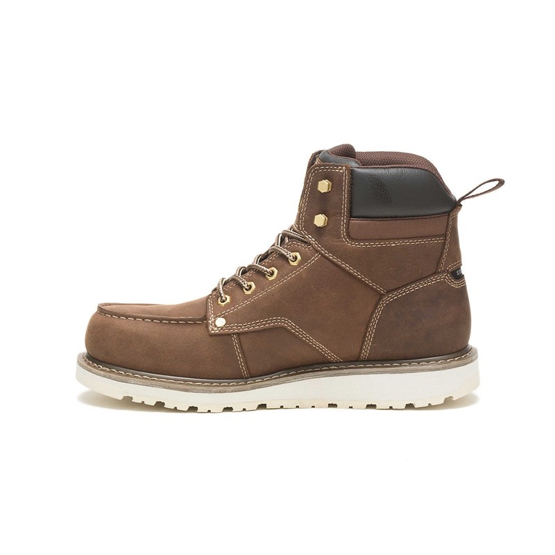 Khaki CatFootweat Calibrate Steel Toe Men's Work Boots | TS0129386