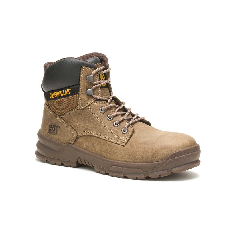 Khaki CatFootweat Mobilize Alloy Toe Men's Work Boots | YS5142368