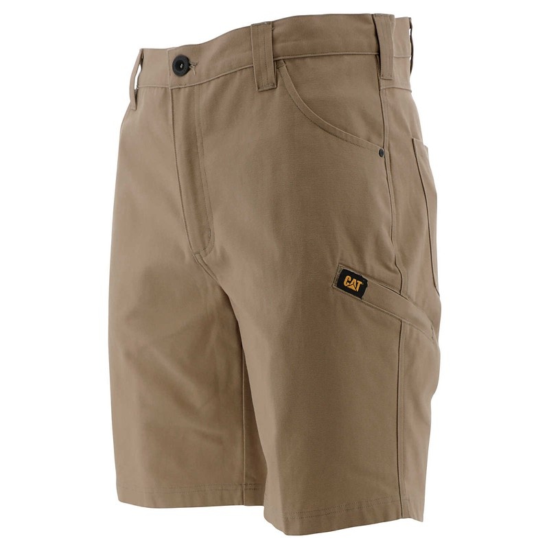 Khaki CatFootweat Stretch Canvas Utility Short Men\'s Clothing | DI9562384