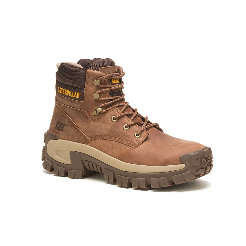 Light Brown CatFootweat Steel Toe Men's Work Boots | QT8517093