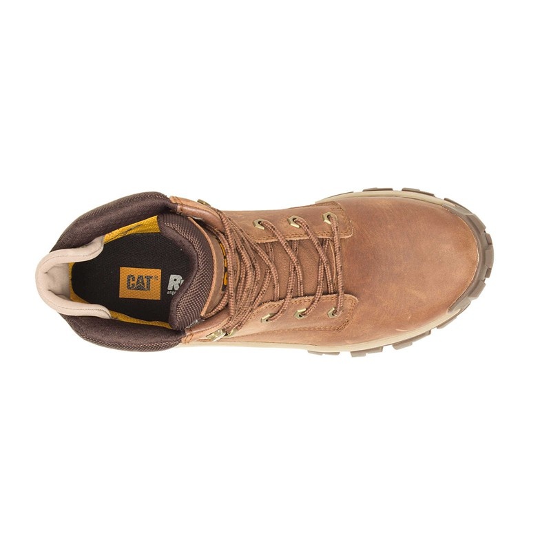 Light Brown CatFootweat Steel Toe Men's Work Boots | QT8517093