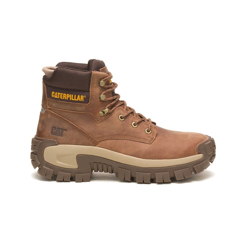 Light Brown CatFootweat Steel Toe Men\'s Work Boots | QT8517093