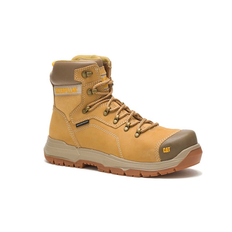 Orange CatFootweat Diagnostic 2.0 Waterproof Steel Toe Men's Work Boots | RK8417095