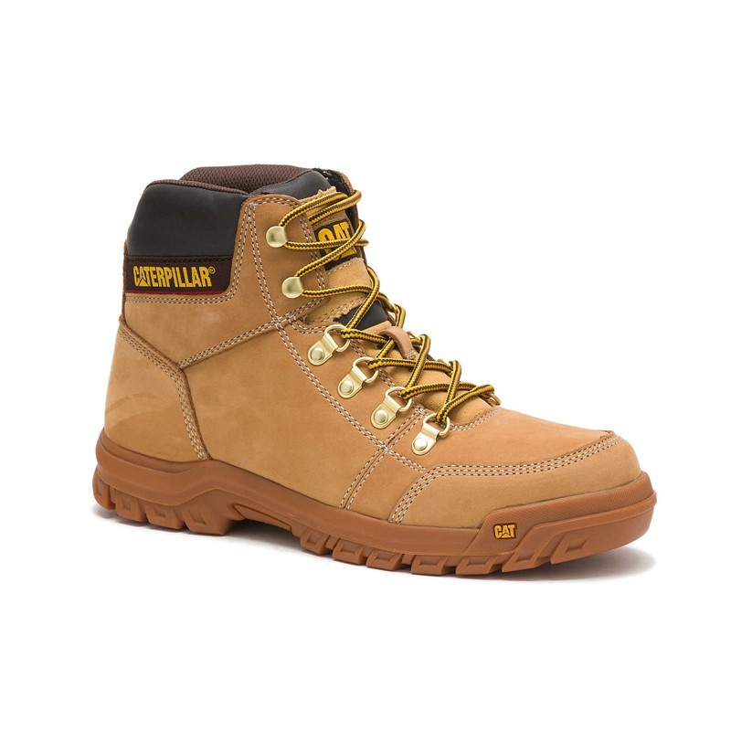 Orange CatFootweat Outline Men's Work Boots | DX3680217