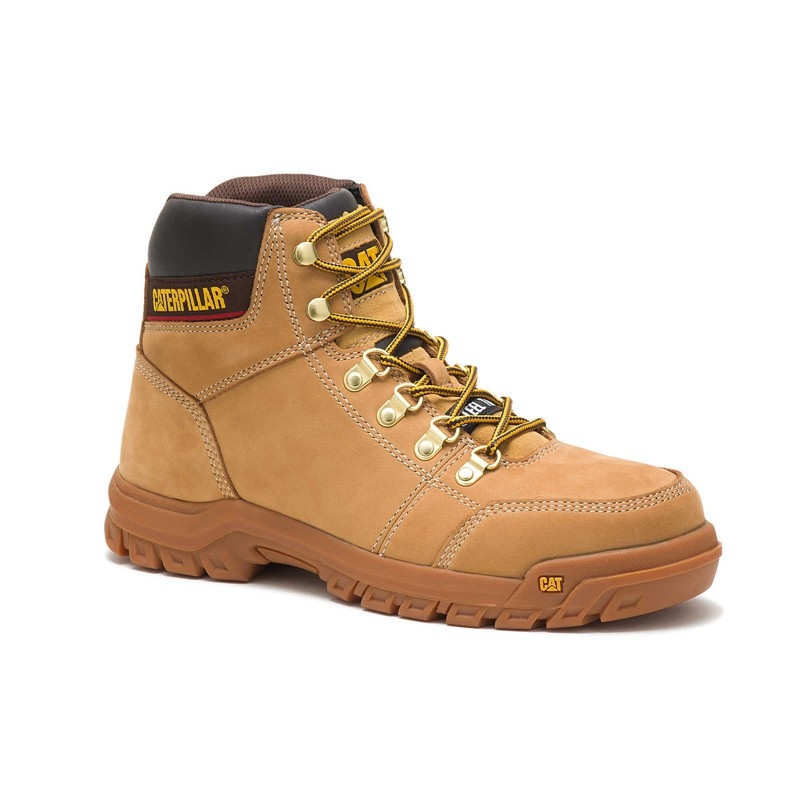 Orange CatFootweat Outline Steel Toe Men's Work Boots | UZ5219863