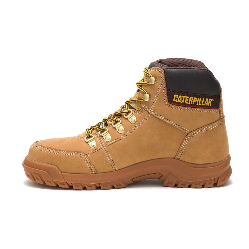 Orange CatFootweat Outline Steel Toe Men's Work Boots | UZ5219863