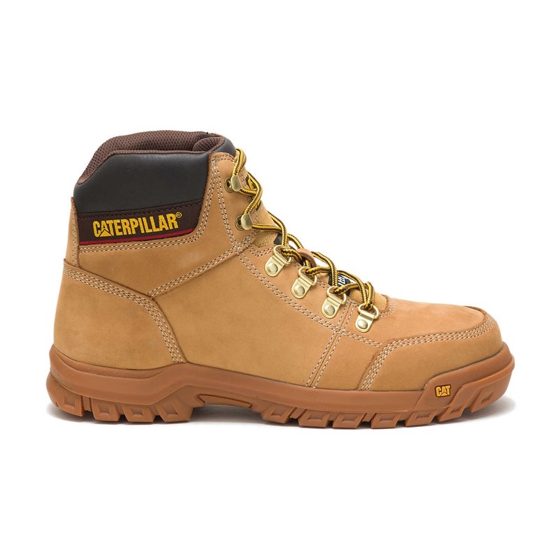 Orange CatFootweat Outline Steel Toe Men\'s Work Boots | UZ5219863