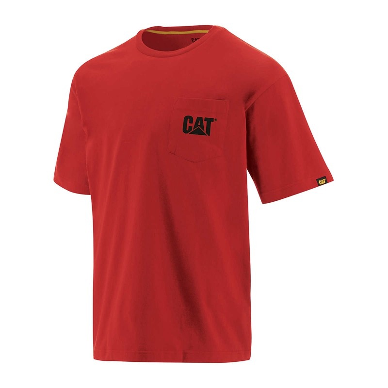 Red CatFootweat Trademark Pocket Tee Men\'s Clothing | AE2415079