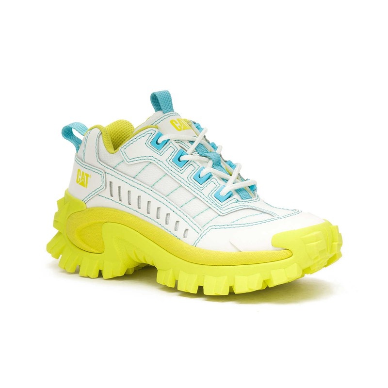 White / Light Green Yellow CatFootweat Intruder Supercharged Women's Shoes | HG3295864