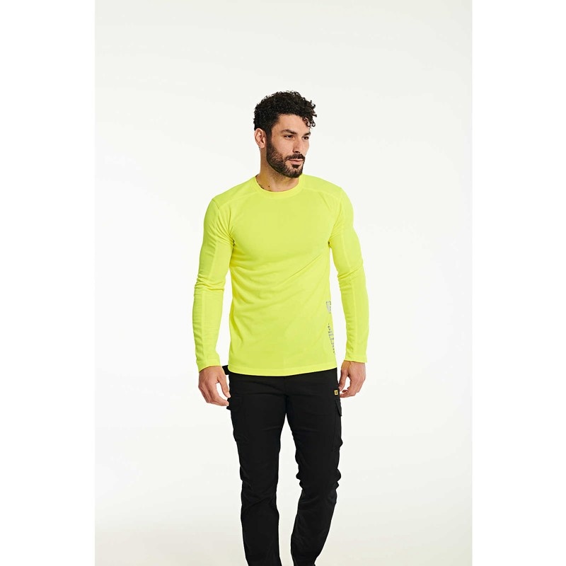 Yellow CatFootweat Coolmax Long Sleeve Tee Men's Clothing | IY3084519