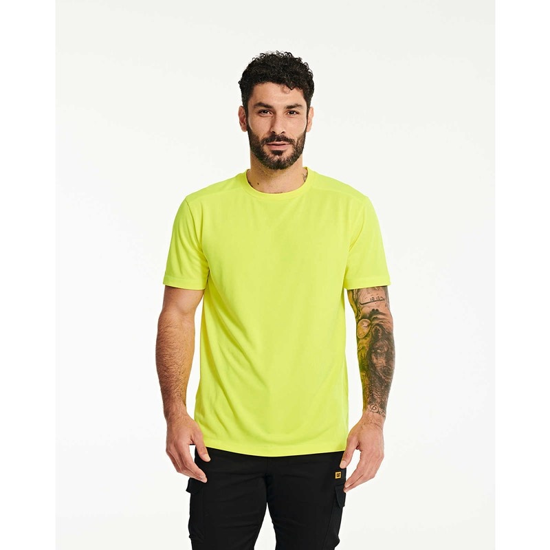 Yellow CatFootweat Coolmax Short Sleeve Tee Men's Clothing | HY9164253