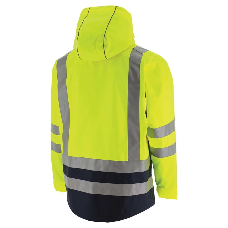 Yellow CatFootweat Hi-Vis Rain Jacket Men's Clothing | QY2819643