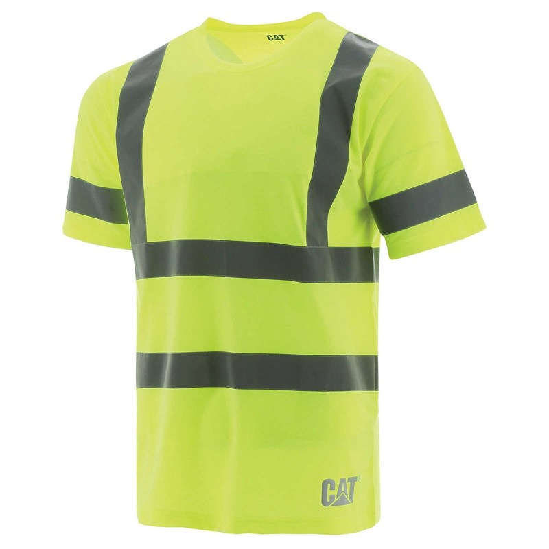 Yellow CatFootweat Hivis Class Iii Tee Men\'s Clothing | FZ9346510