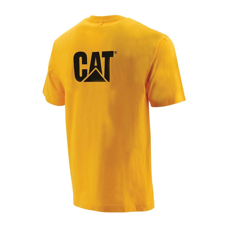 Yellow CatFootweat Trademark Tee Men's Clothing | YZ5760329